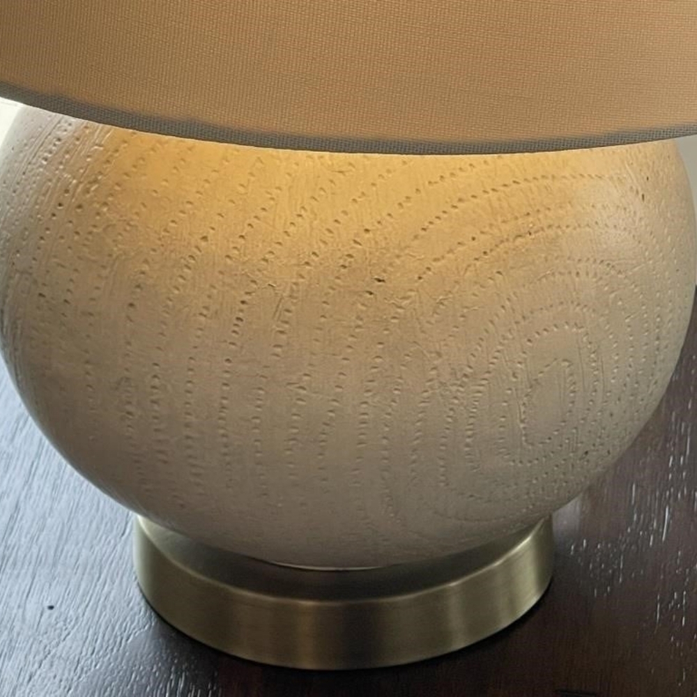 Faux Wood Ball Table Lamp Off White Small - Picture 6 of 9